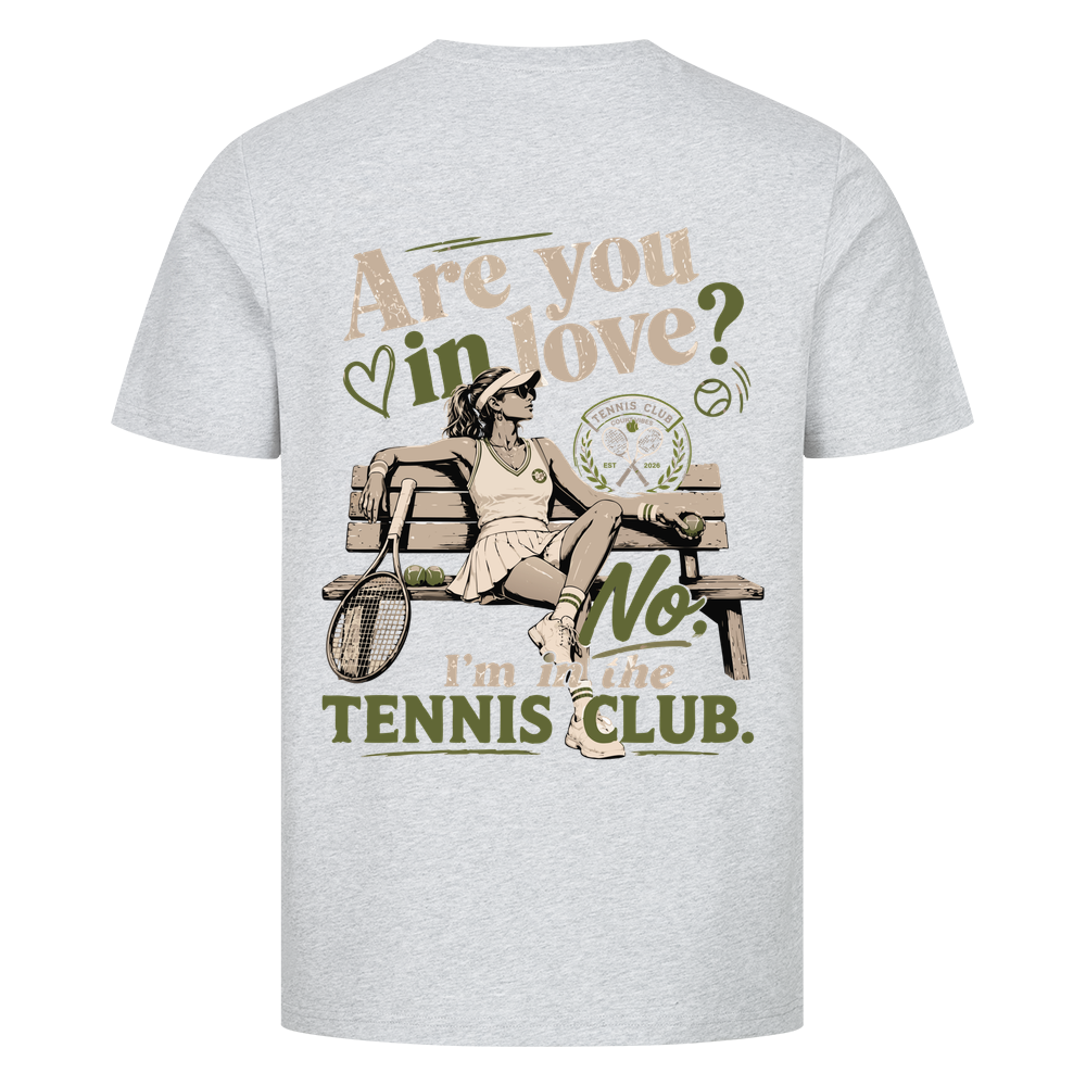 Tennis Club Girl auf T-Shirt, Farbe grau meliert