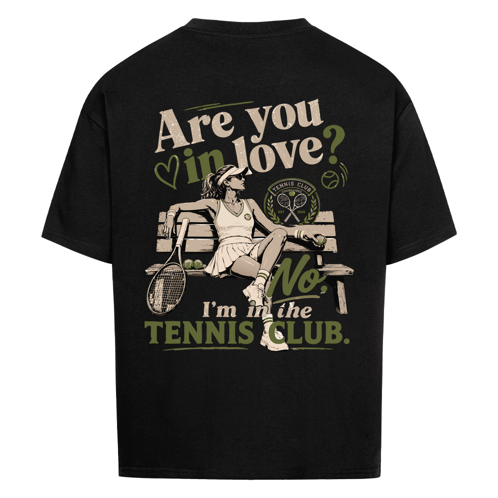 Tennis Club Girl auf Oversized Shirt, Farbe schwarz
