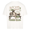 Tennis Club Girl auf Oversized Shirt, Farbe weiß