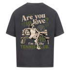 Tennis Club Girl auf Oversized Shirt, Farbe verwaschen schwarz