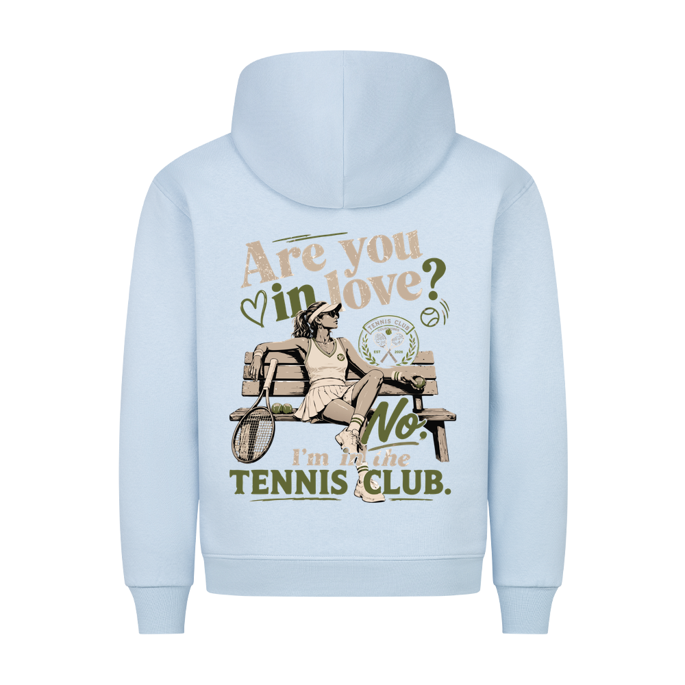 Tennis Club Girl auf Hoodie, Farbe babyblau