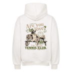Tennis Club Girl auf Oversized Hoodie, Farbe weiß