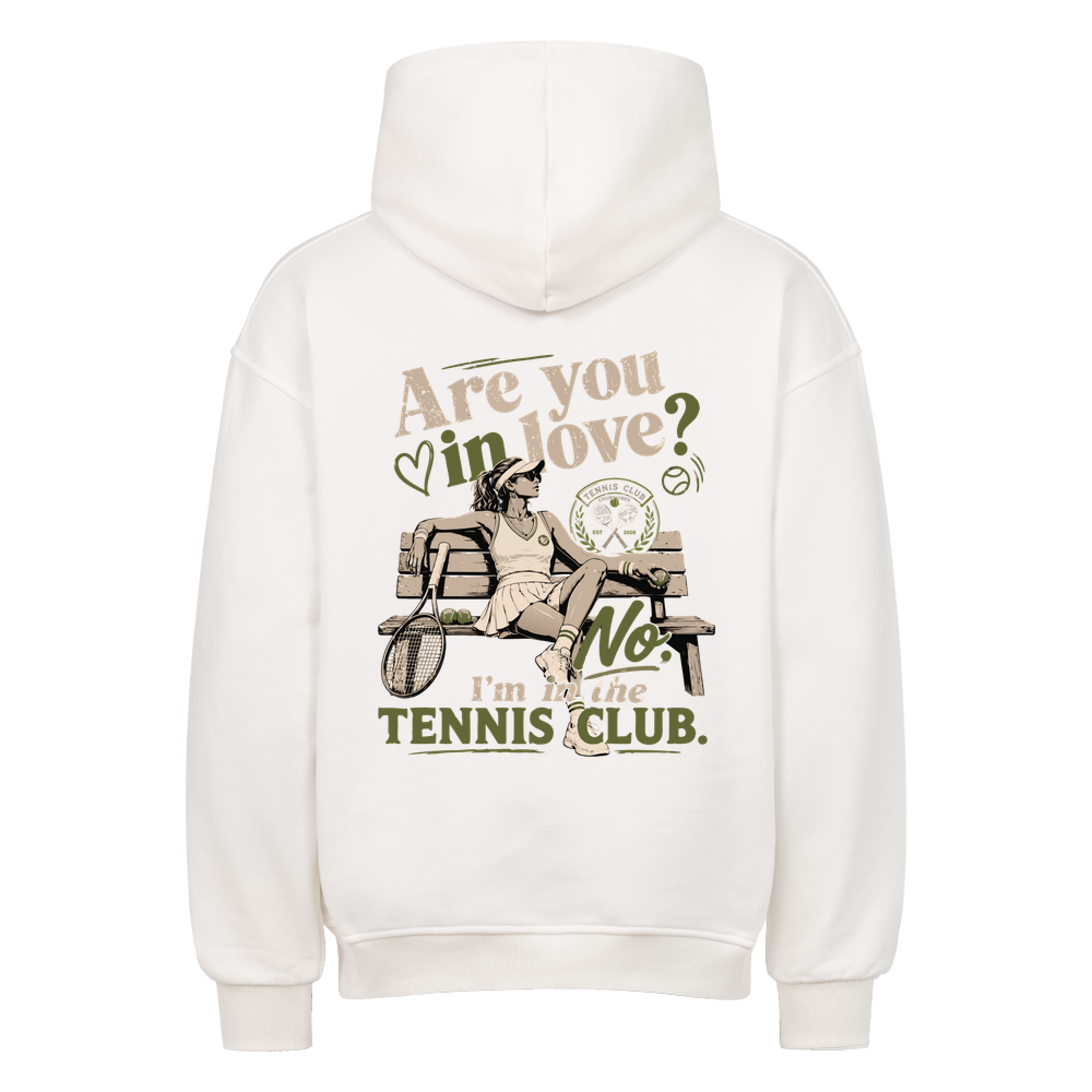 Tennis Club Girl auf Oversized Hoodie, Farbe weiß