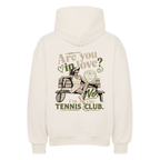 Tennis Club Girl auf Oversized Hoodie, Farbe naturweiß