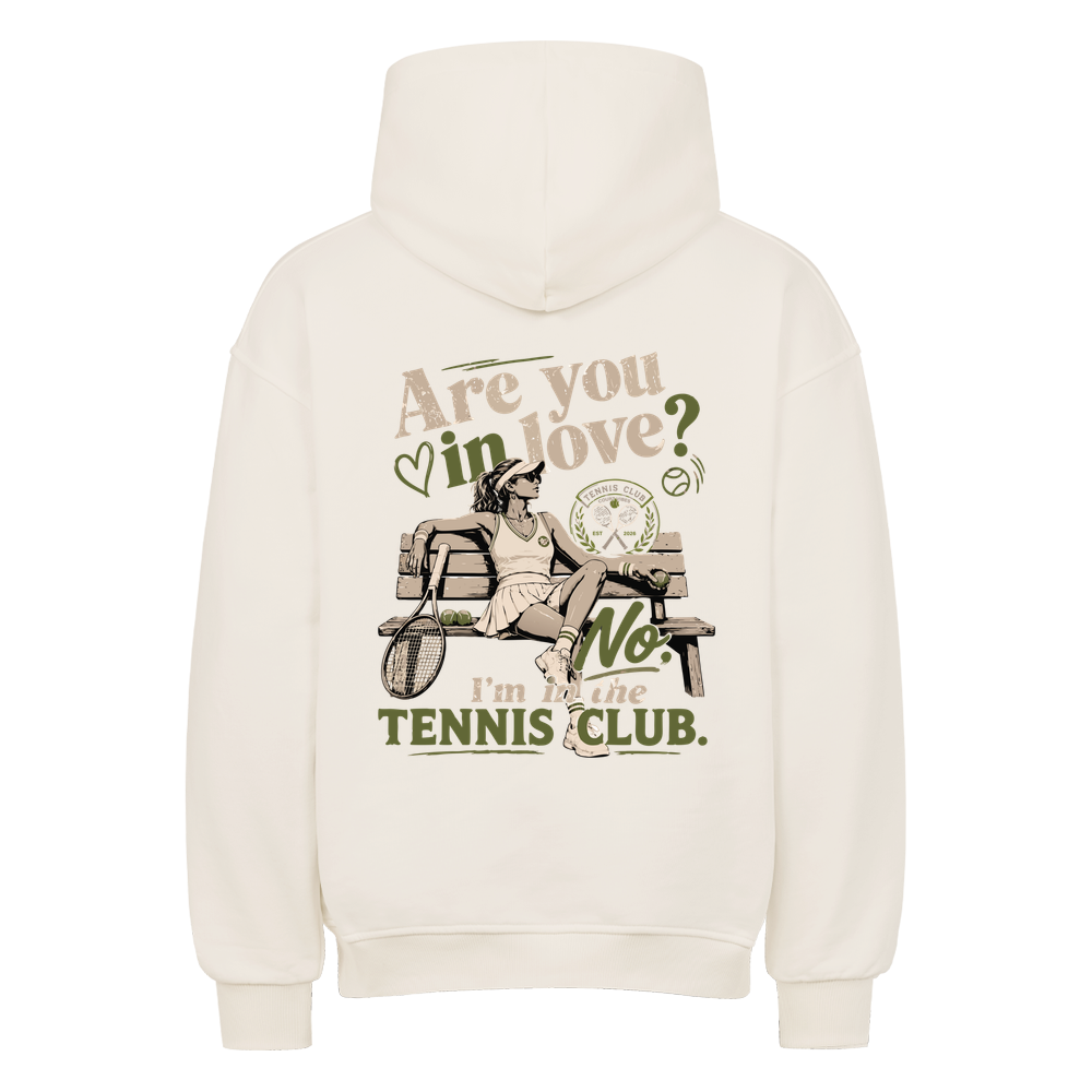 Tennis Club Girl auf Oversized Hoodie, Farbe naturweiß