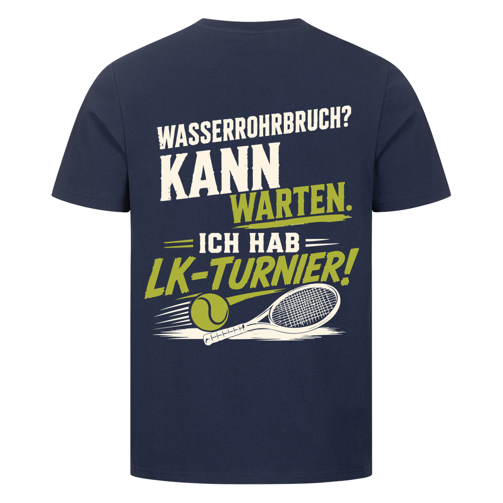 Wasserrohrbruch auf T-Shirt, Farbe marineblau