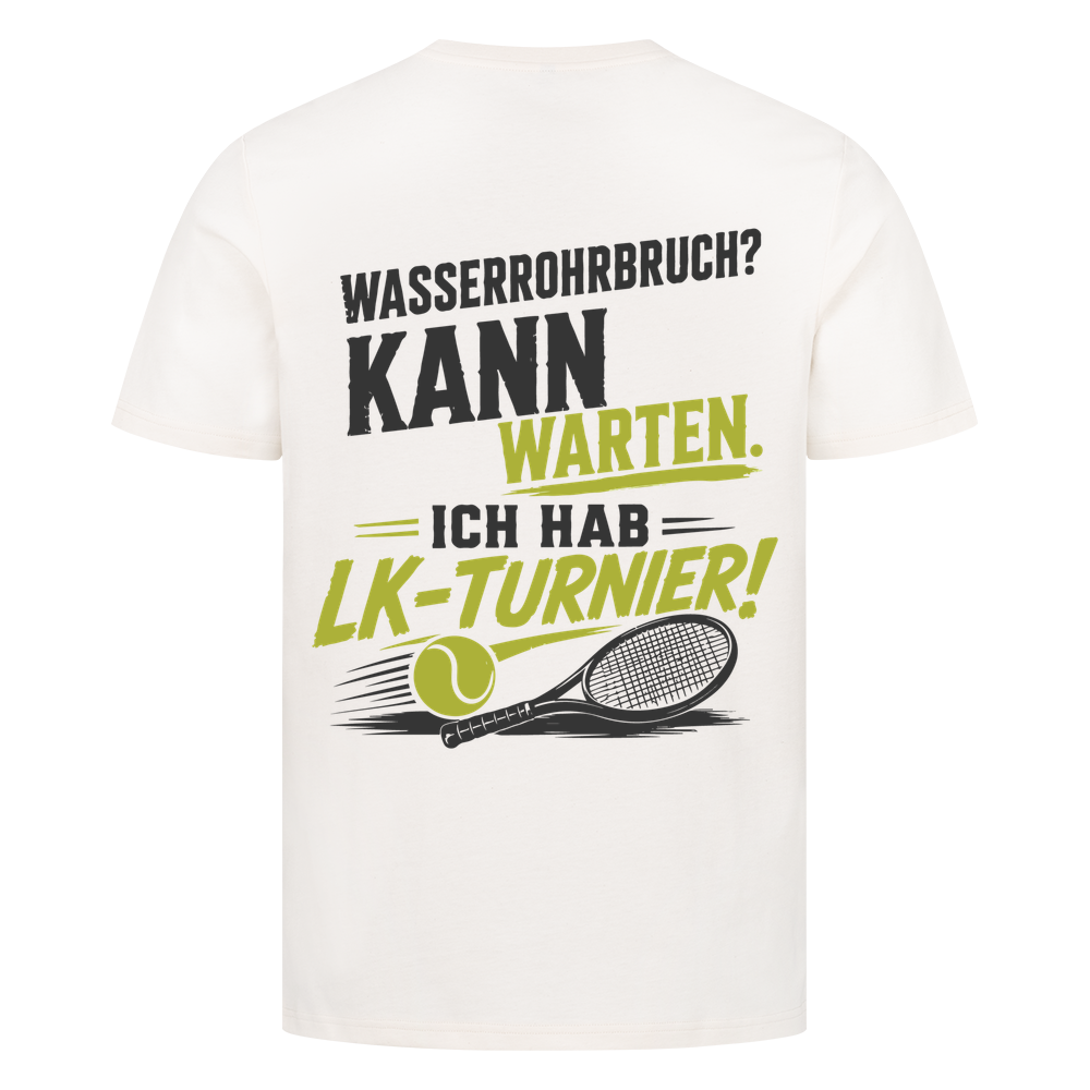 Wasserrohrbruch auf T-Shirt, Farbe naturweiß