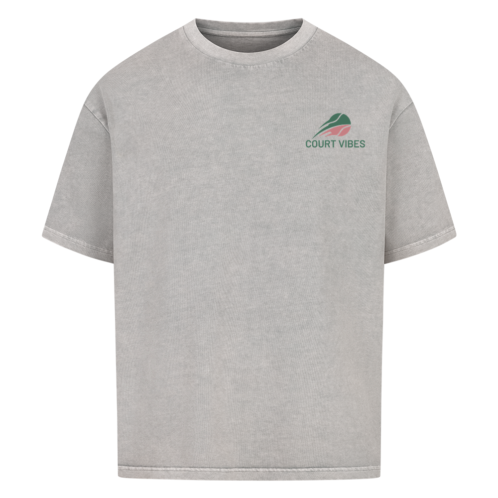 Wasserrohrbruch auf Oversized Shirt, Farbe verwaschen grau