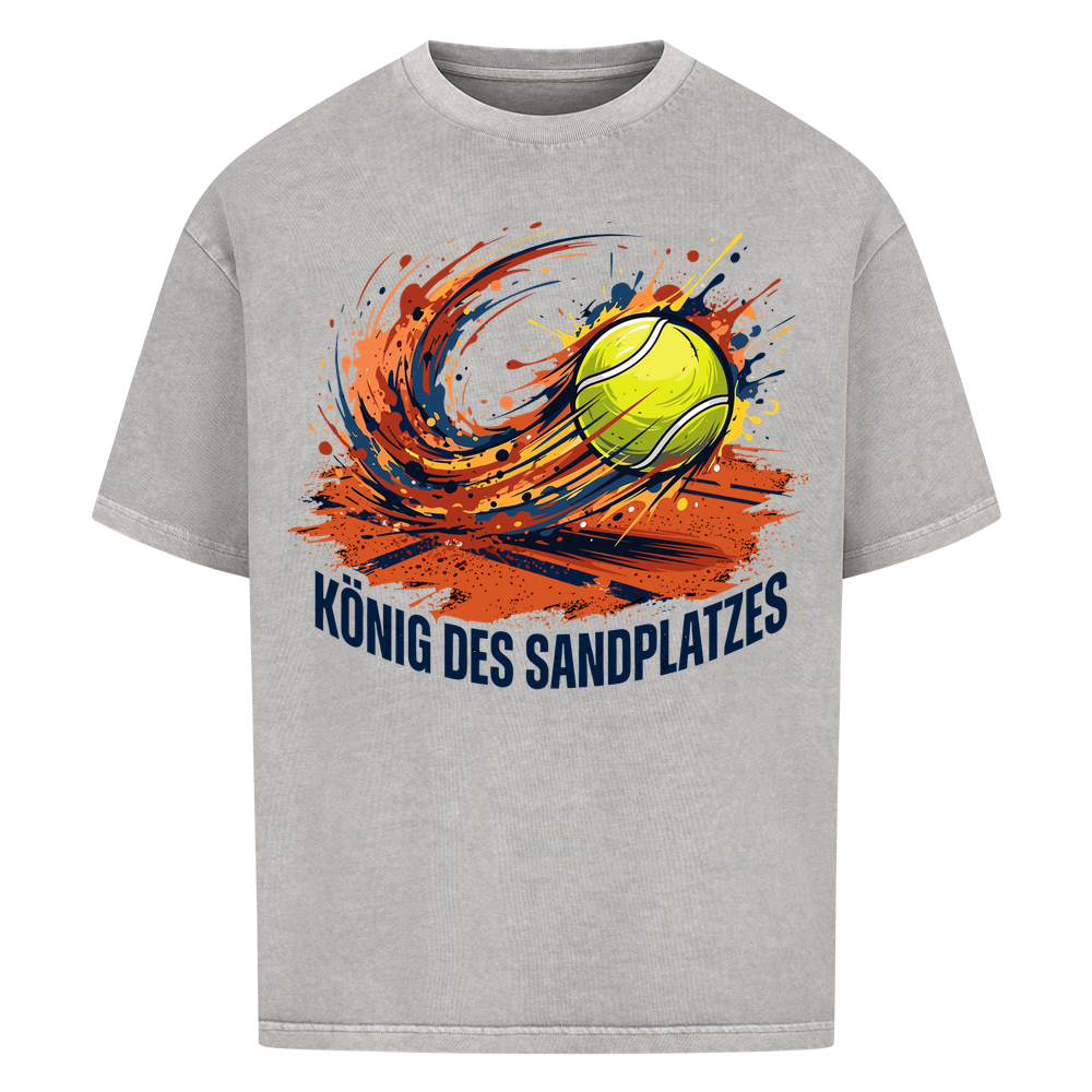 König des Sandplatzes auf Oversized Shirt, Farbe verwaschen grau