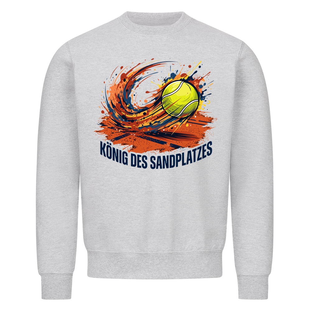 König des Sandplatzes auf Sweatshirt, Farbe grau meliert