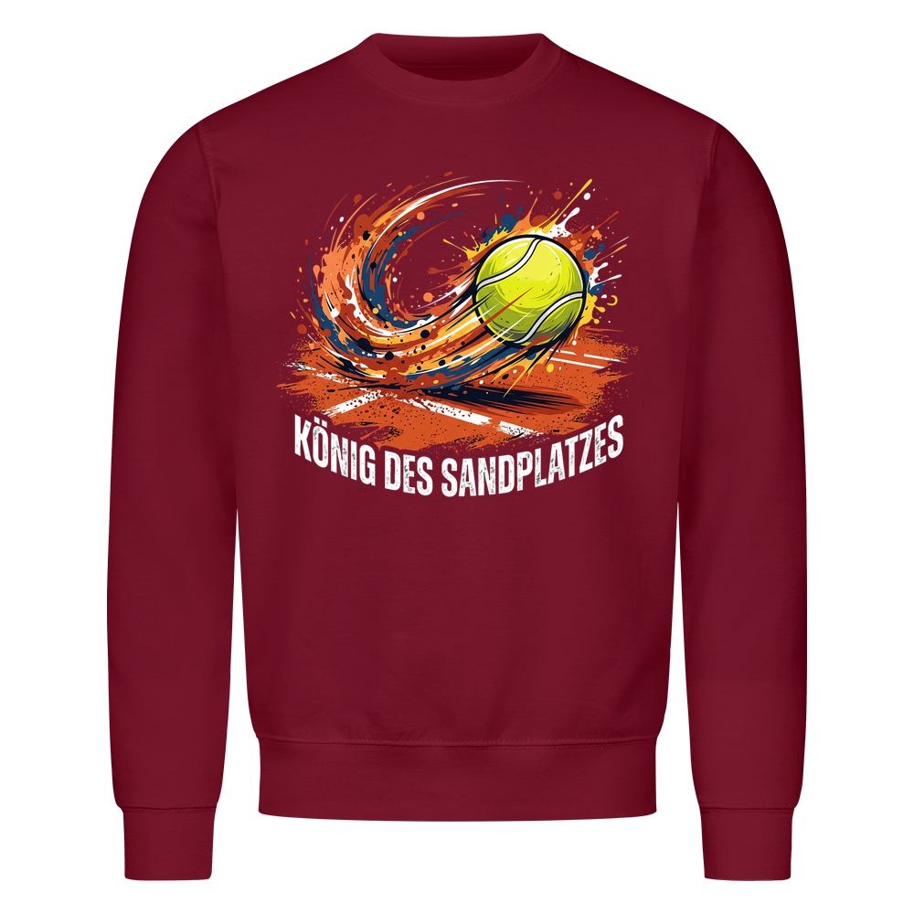 König des Sandplatzes auf Sweatshirt, Farbe weinrot