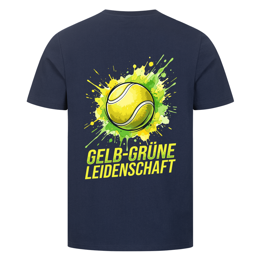 Gelb-grüne Leidenschaft auf T-Shirt, Farbe marineblau