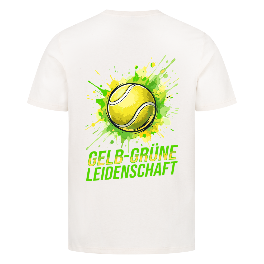 Gelb-grüne Leidenschaft auf T-Shirt, Farbe naturweiß