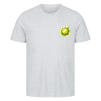 Gelb-grüne Leidenschaft auf T-Shirt, Farbe grau meliert
