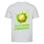 Gelb-grüne Leidenschaft auf T-Shirt, Farbe grau meliert