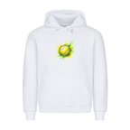 Gelb-grüne Leidenschaft auf Hoodie, Farbe weiß