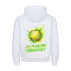 Gelb-grüne Leidenschaft auf Hoodie, Farbe weiß
