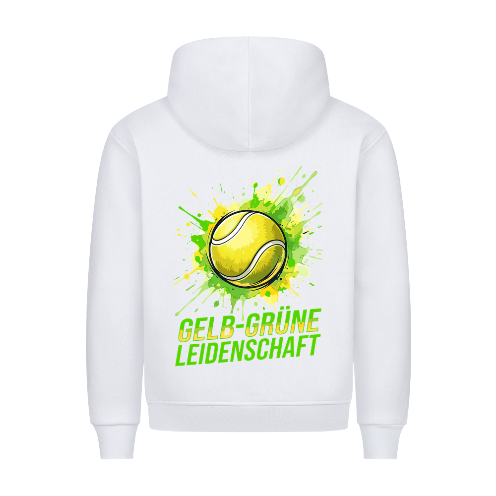 Gelb-grüne Leidenschaft auf Hoodie, Farbe weiß