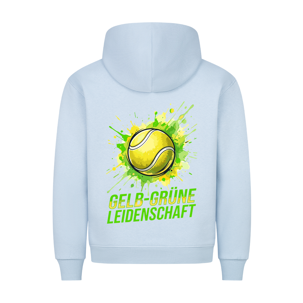 Gelb-grüne Leidenschaft auf Hoodie, Farbe babyblau