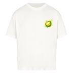Gelb-grüne Leidenschaft auf Oversized Shirt, Farbe weiß