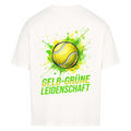 Gelb-grüne Leidenschaft auf Oversized Shirt, Farbe weiß