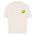 Gelb-grüne Leidenschaft auf Oversized Shirt, Farbe naturweiß