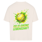 Gelb-grüne Leidenschaft auf Oversized Shirt, Farbe naturweiß