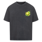 Gelb-grüne Leidenschaft auf Oversized Shirt, Farbe verwaschen schwarz