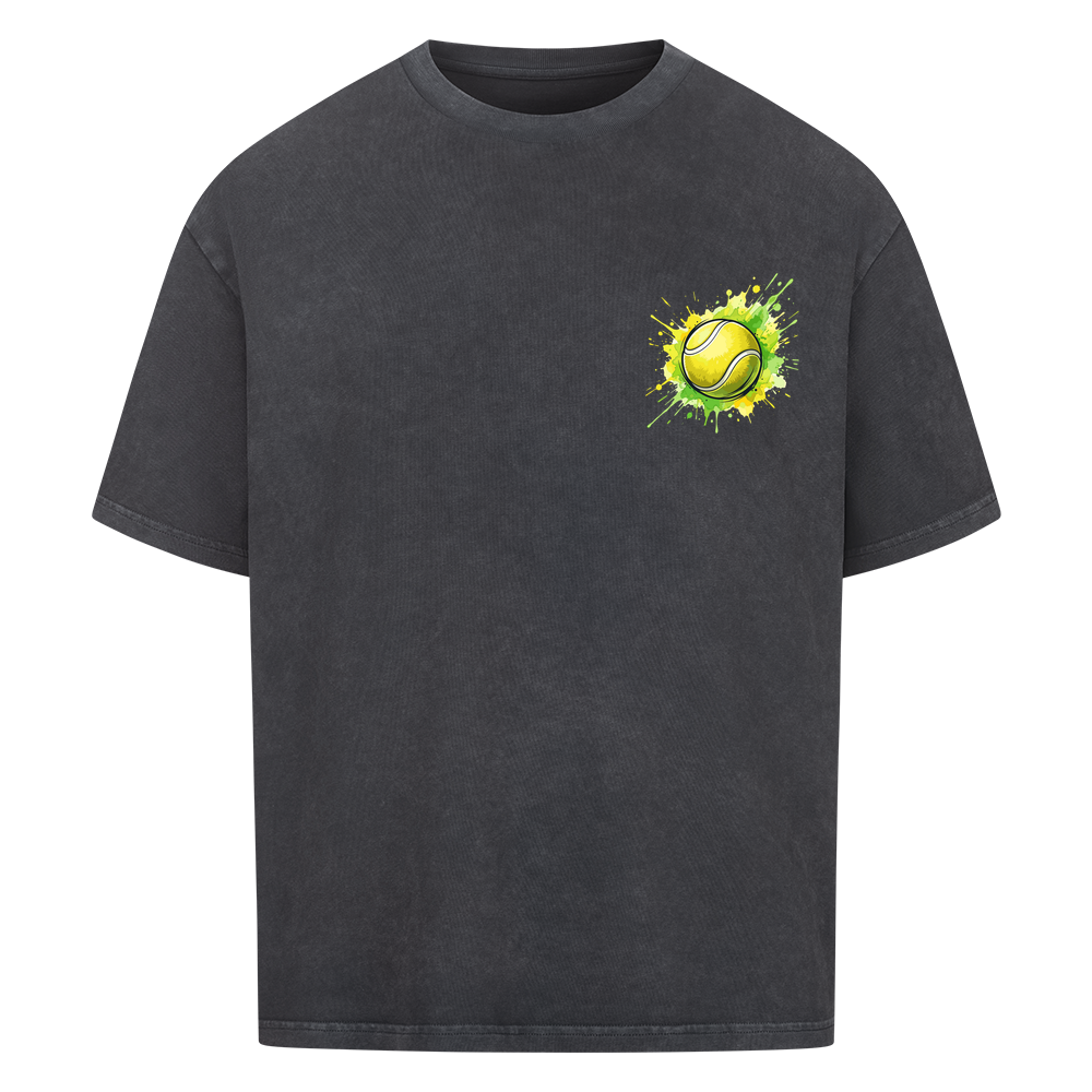 Gelb-grüne Leidenschaft auf Oversized Shirt, Farbe verwaschen schwarz