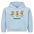 Yuki Rückhand auf Kinder-Hoodie, Farbe babyblau