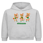 Yuki Rückhand auf Kinder-Hoodie, Farbe grau meliert