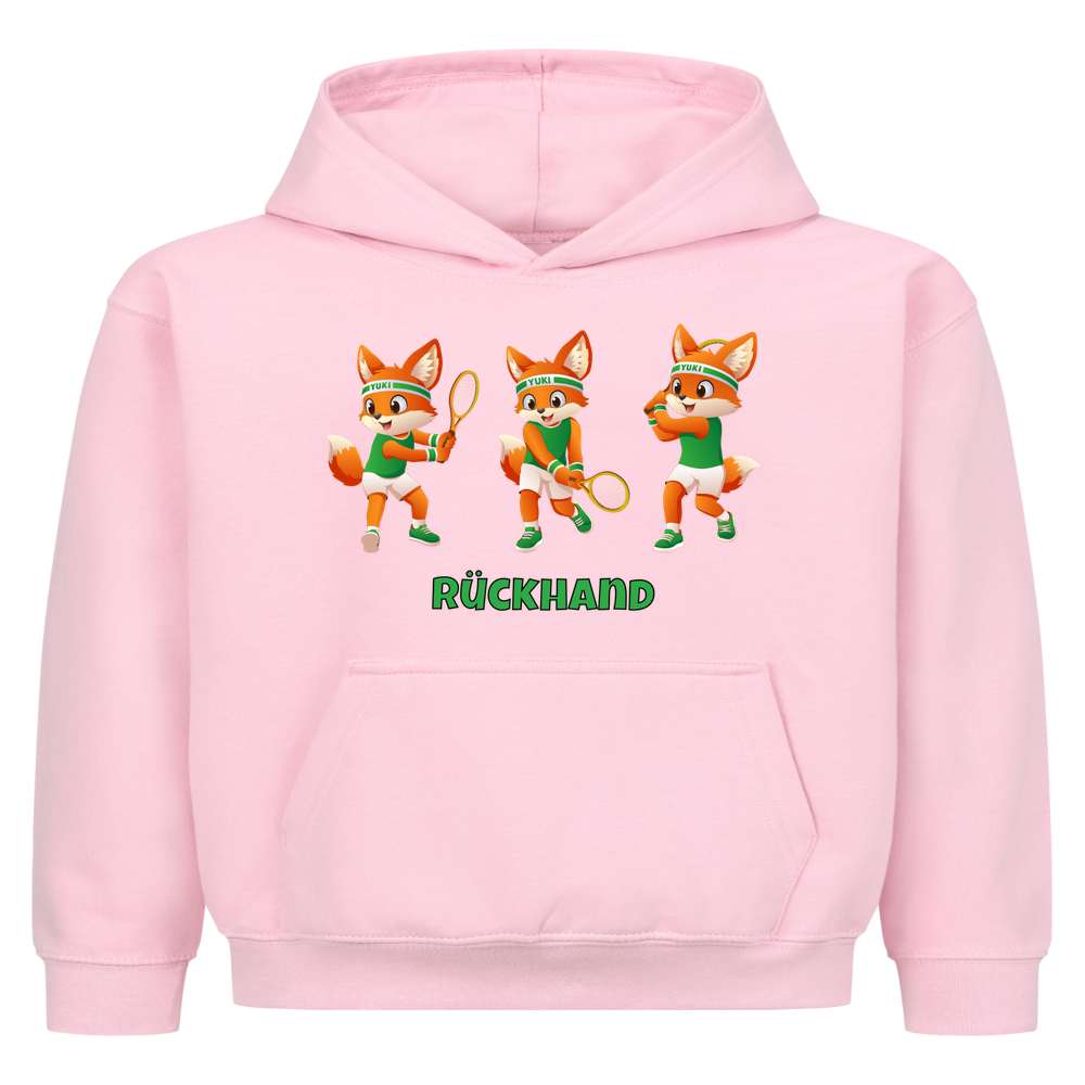 Yuki Rückhand auf Kinder-Hoodie, Farbe rosa