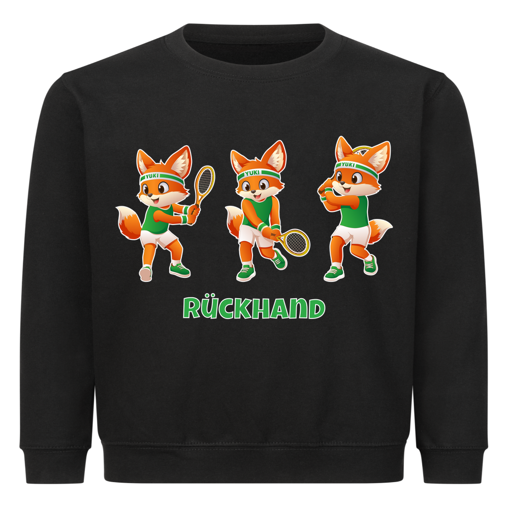 Yuki Rückhand auf Kinder-Sweatshirt, Farbe schwarz