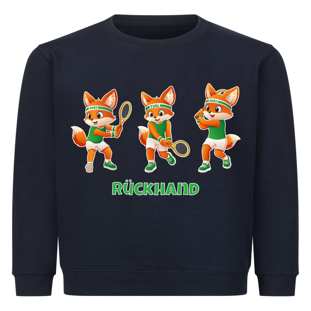 Yuki Rückhand auf Kinder-Sweatshirt, Farbe marineblau