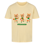 Yuki Rückhand auf Kinder-Shirt, Farbe buttergelb