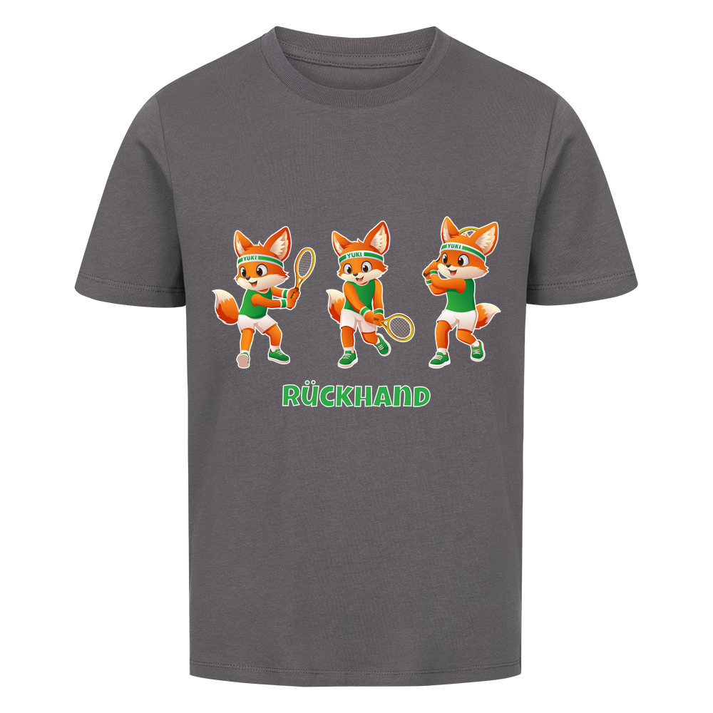 Yuki Rückhand auf Kinder-Shirt, Farbe anthrazit