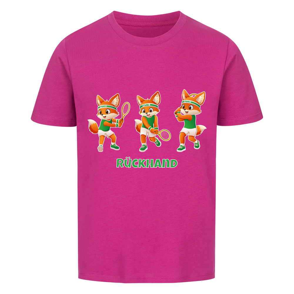 Yuki Rückhand auf Kinder-Shirt, Farbe lila