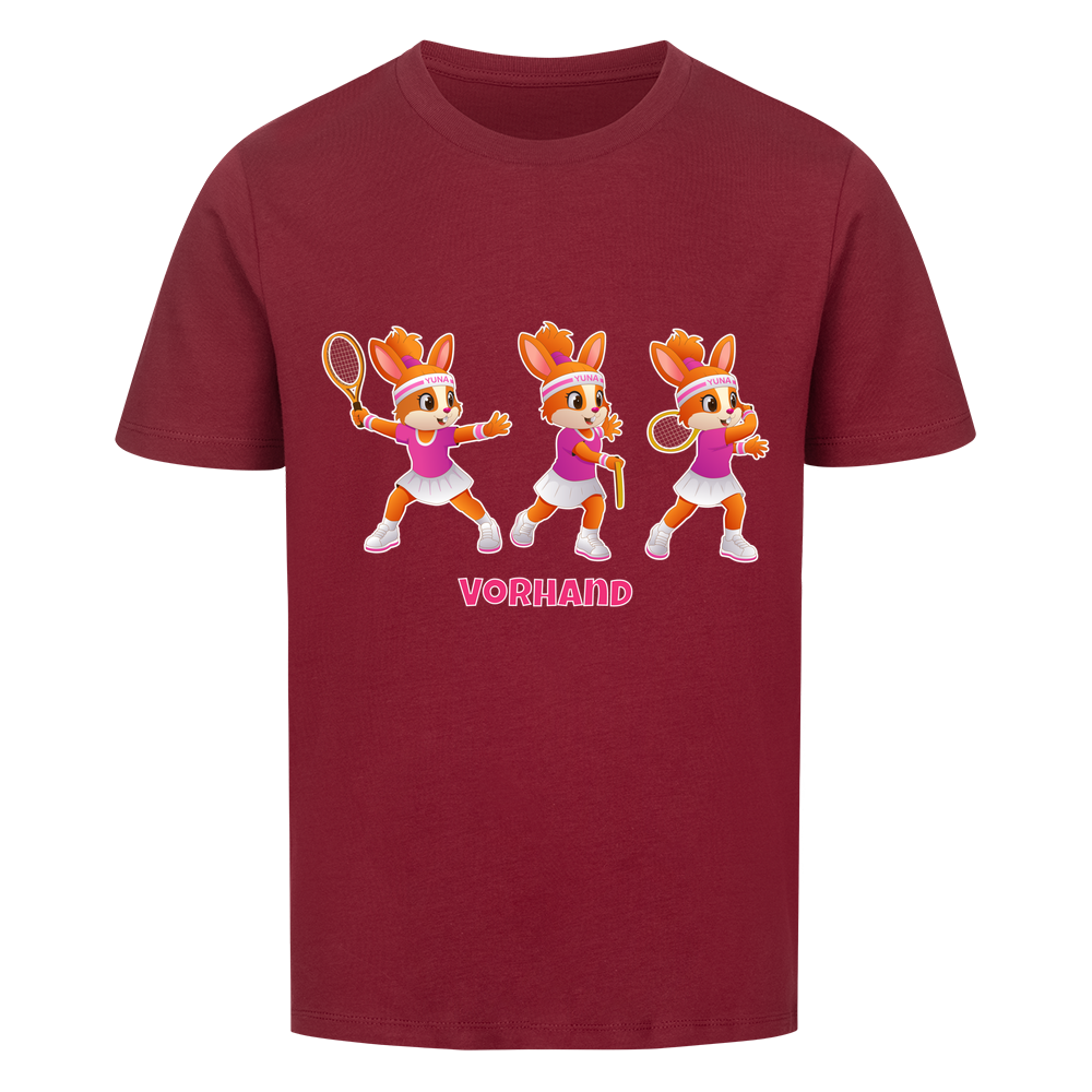 Yuna Vorhand auf Kinder-Shirt, Farbe weinrot