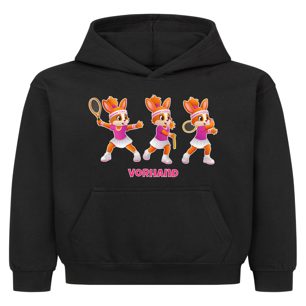 Yuna Vorhand auf Kinder-Hoodie, Farbe schwarz