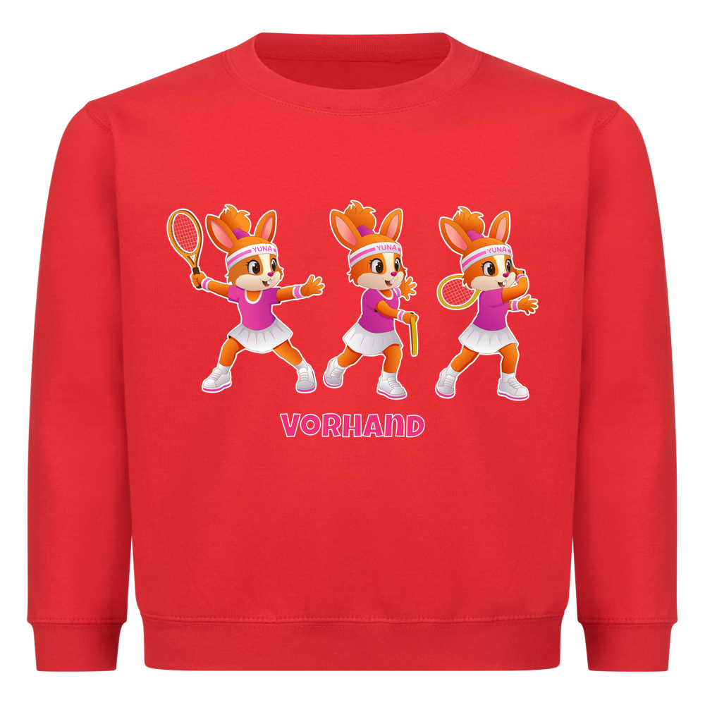 Yuna Vorhand auf Kinder-Sweatshirt, Farbe rot