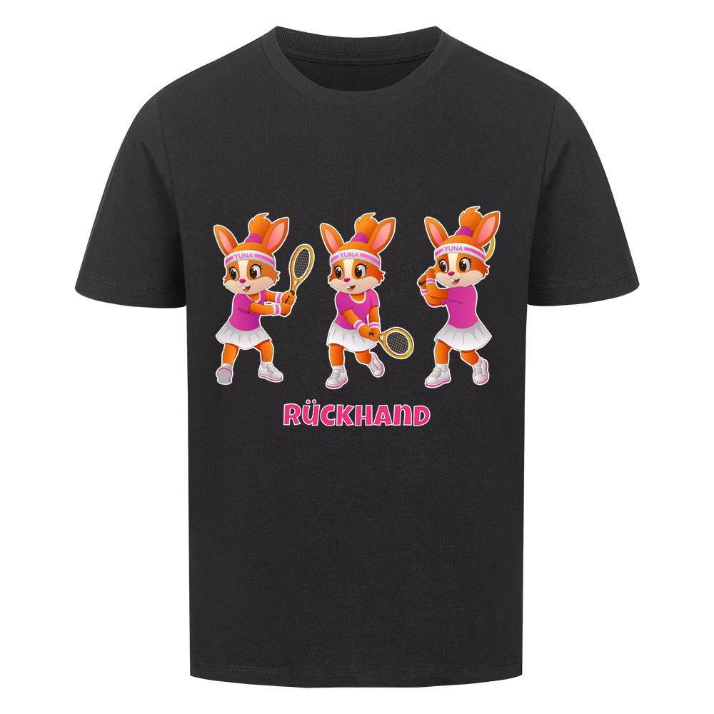 Yuna Rückhand auf Kinder-Shirt, Farbe schwarz