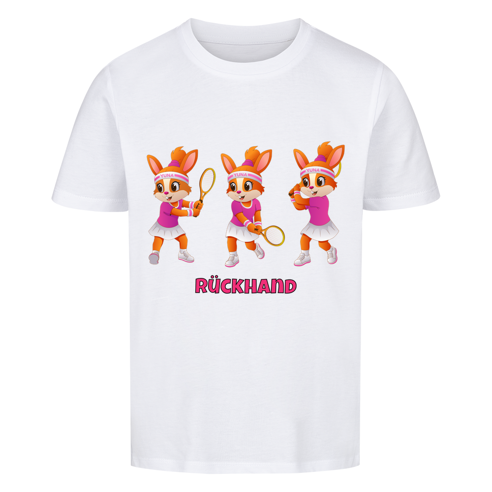 Yuna Rückhand auf Kinder-Shirt, Farbe weiß