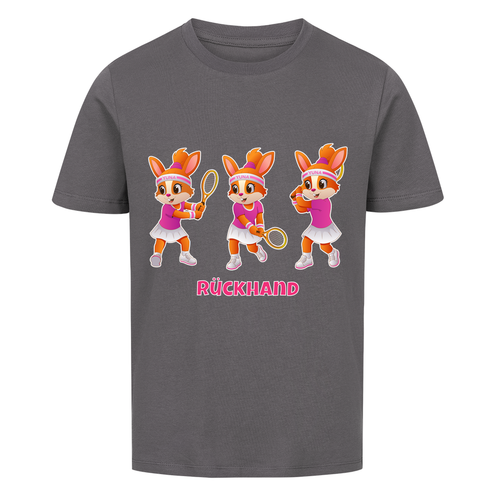 Yuna Rückhand auf Kinder-Shirt, Farbe anthrazit
