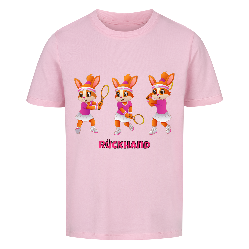 Yuna Rückhand auf Kinder-Shirt, Farbe rosa