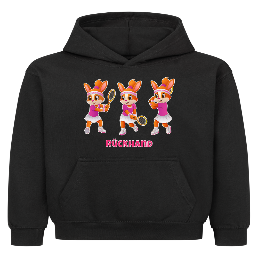 Yuna Rückhand auf Kinder-Hoodie, Farbe schwarz