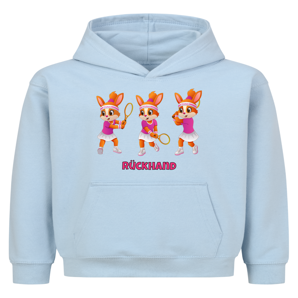 Yuna Rückhand auf Kinder-Hoodie, Farbe babyblau