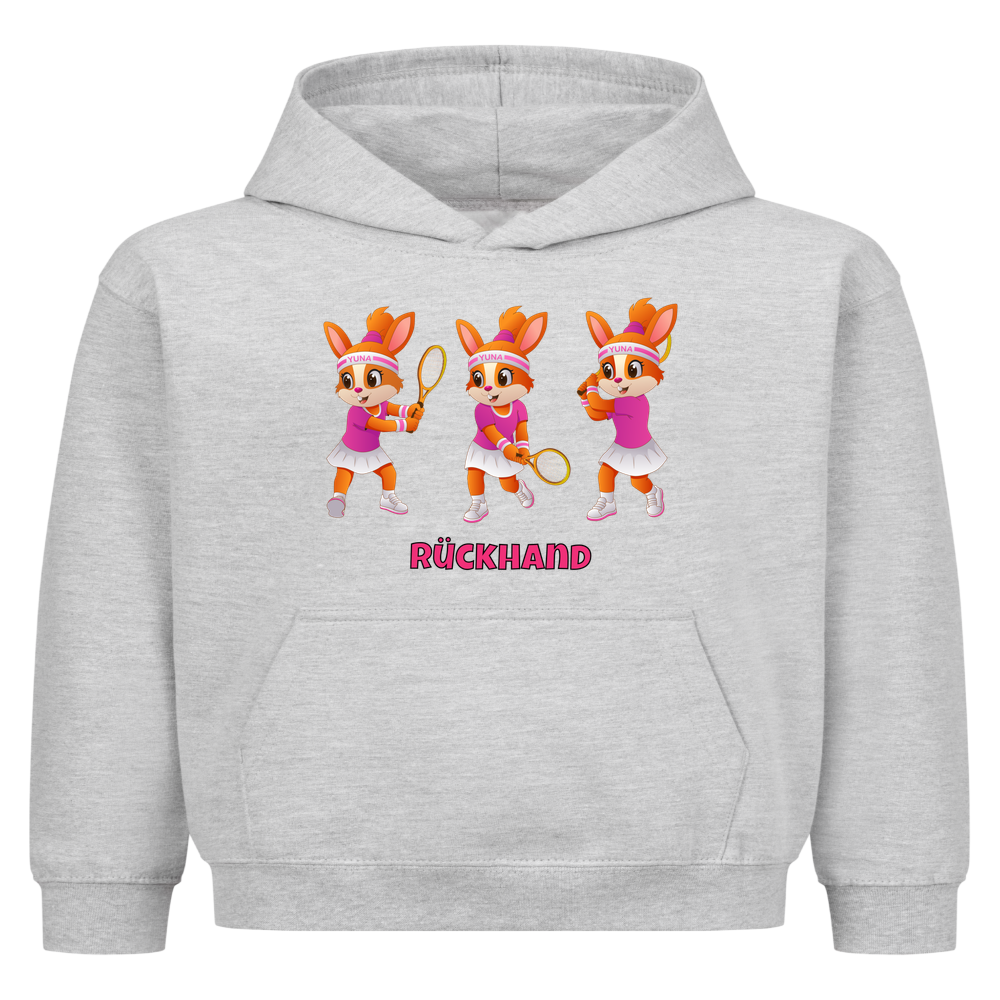 Yuna Rückhand auf Kinder-Hoodie, Farbe grau meliert