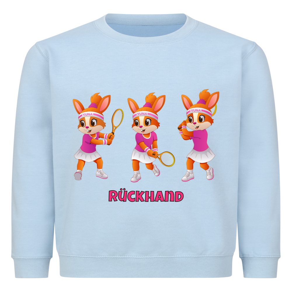 Yuna Rückhand auf Kinder-Sweatshirt, Farbe babyblau