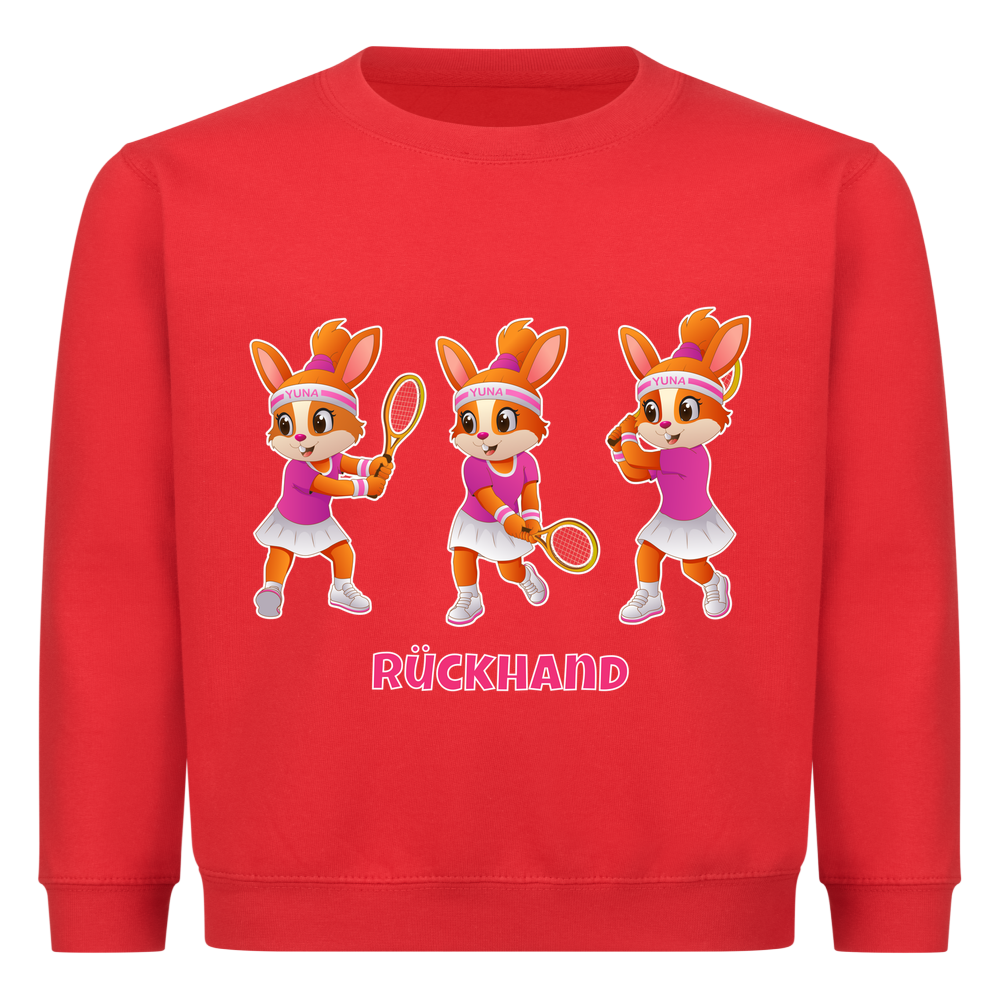 Yuna Rückhand auf Kinder-Sweatshirt, Farbe rot