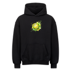 Gelb-Grüne Leidenschaft auf Oversized Hoodie, Farbe schwarz